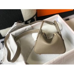 Hermes Mini Lindy Bag In Gris Tourterelle Clemence Leather TDBS27444