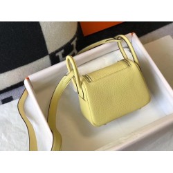 Hermes Mini Lindy Bag In Jaune Poussin Clemence Leather TDBS27445