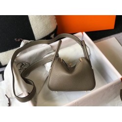 Hermes Mini Lindy Bag In Taupe Clemence Leather TDBS27448