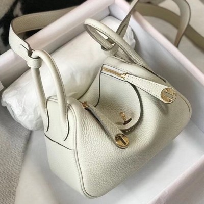 Hermes Mini Lindy Bag In White Clemence Leather TDBS27450