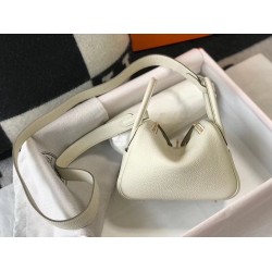 Hermes Mini Lindy Bag In White Clemence Leather TDBS27450