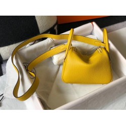 Hermes Mini Lindy Bag In Yellow Clemence Leather TDBS27451