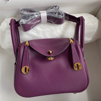 Hermes Mini Lindy Handmade Bag In Anemone Swift Leather TDBS27452