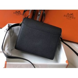 Hermes Mini Sac Roulis 18cm Bag In Black Evercolor Calfskin TDBS27613