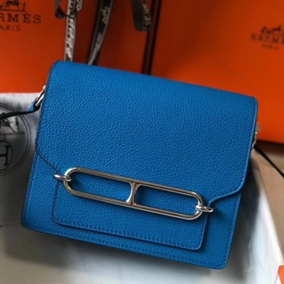 Hermes Mini Sac Roulis 18cm Bag In Blue Hydra Evercolor Calfskin TDBS27614