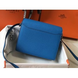 Hermes Mini Sac Roulis 18cm Bag In Blue Hydra Evercolor Calfskin TDBS27614