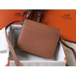 Hermes Mini Sac Roulis 18cm Bag In Brown Evercolor Calfskin TDBS27615