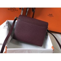 Hermes Mini Sac Roulis 18cm Bag In Burgundy Evercolor Calfskin TDBS27616