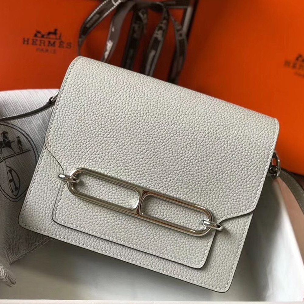 Hermes Mini Sac Roulis 18cm Bag In Pearl Grey Evercolor Calfskin TDBS27618