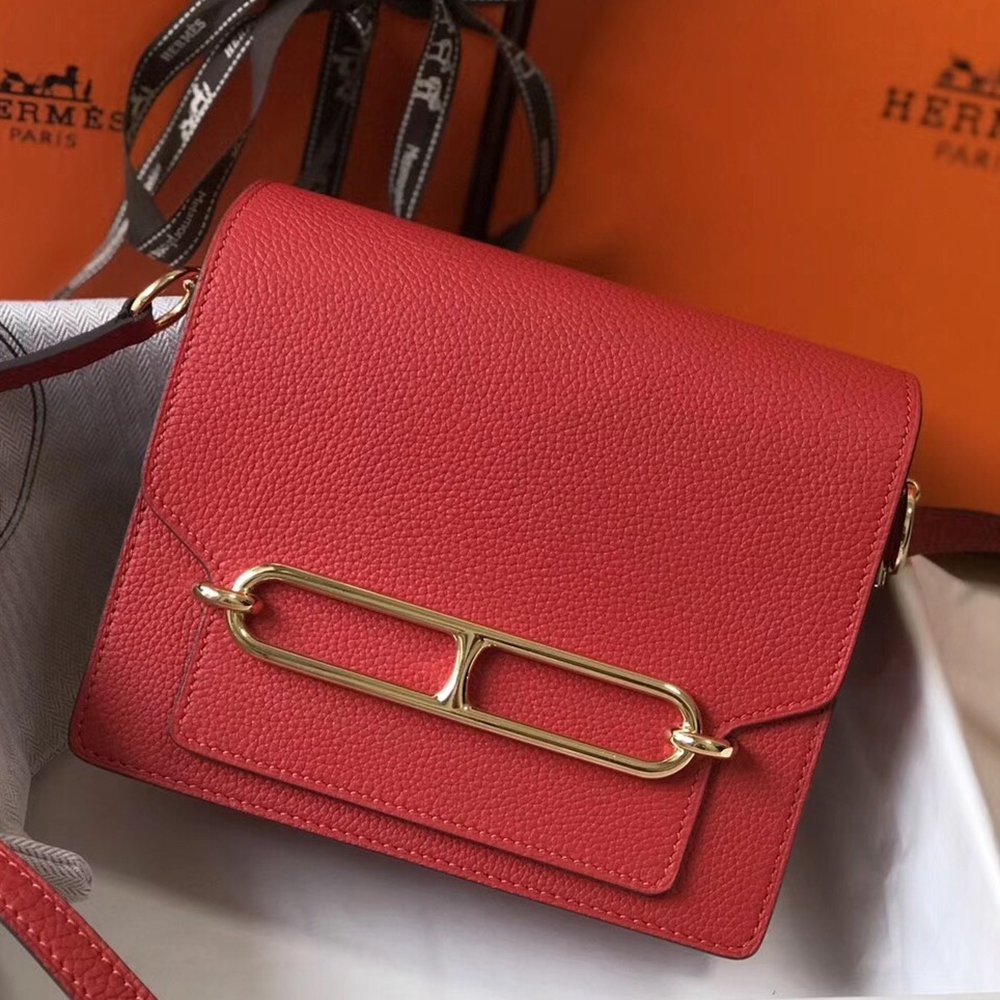 Hermes Mini Sac Roulis 18cm Bag In Red Evercolor Calfskin TDBS27619