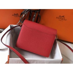 Hermes Mini Sac Roulis 18cm Bag In Red Evercolor Calfskin TDBS27619