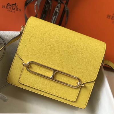 Hermes Mini Sac Roulis 18cm Bag In Yellow Evercolor Calfskin TDBS27620