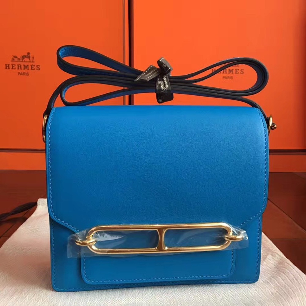 Hermes Mini Sac Roulis Bag In Blue Hydra Swift Leather TDBS27623