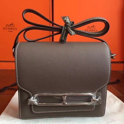 Hermes Mini Sac Roulis Bag In Etoupe Swift Leather TDBS27625