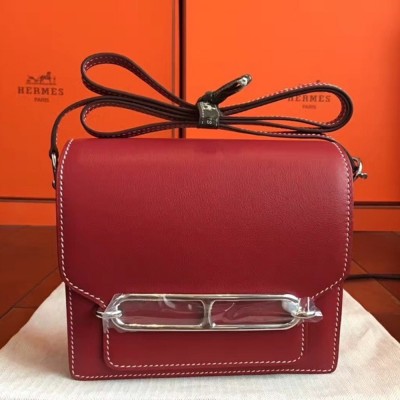 Hermes Mini Sac Roulis Bag In Red Swift Leather TDBS27629