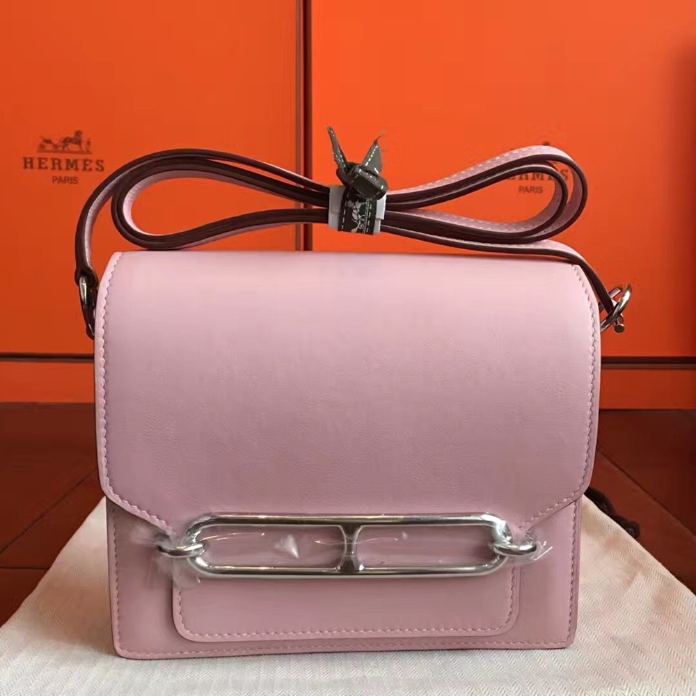 Hermes Mini Sac Roulis Bag In Rose Dragee Swift Leather TDBS27630