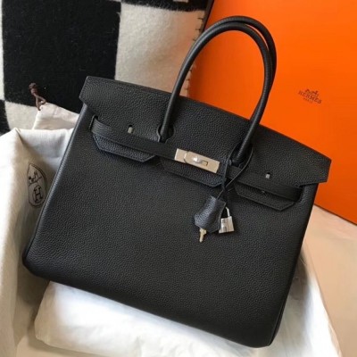 Hermes Noir Clemence Birkin 30cm Bag TDBS26275