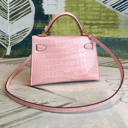 Hermes Nude Alligator Kelly Mini II Handmade Bag TDBS27249