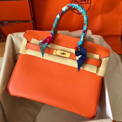 Hermes Orange Birkin 30cm Epsom Handmade Bag TDBS26280