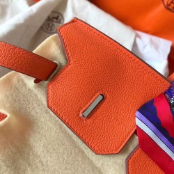 Hermes Orange Birkin 35cm Clemence Handmade Bag TDBS26282