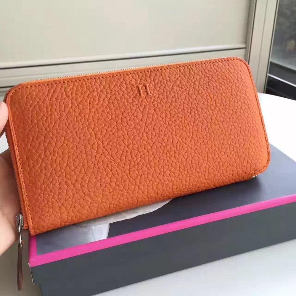 Hermes Orange Clemence Azap Zipped Wallet TDBS27787