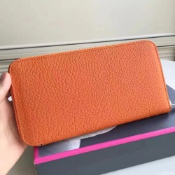 Hermes Orange Clemence Azap Zipped Wallet TDBS27787