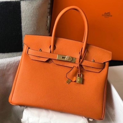 Hermes Orange Clemence Birkin 30cm Bag TDBS26283