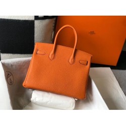 Hermes Orange Clemence Birkin 30cm Bag TDBS26283