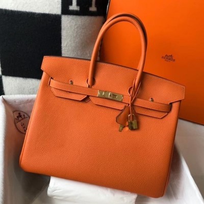 Hermes Orange Clemence Birkin 35cm Bag TDBS26284