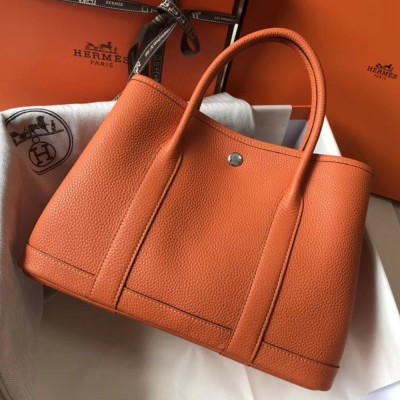 Hermes Orange Clemence Garden Party 30cm Handmade Bag TDBS26707