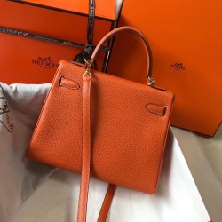 Hermes Orange Clemence Kelly 25cm GHW Bag TDBS27250