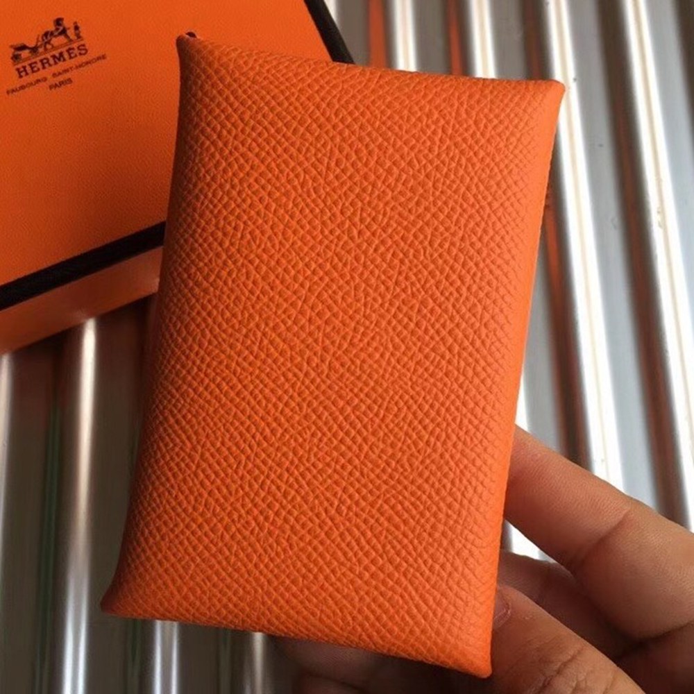 Hermes Orange Epsom Calvi Card Holder TDBS26393