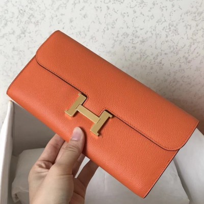 Hermes Orange Epsom Constance Long Wallet TDBS27789