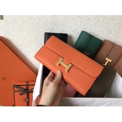 Hermes Orange Epsom Constance Long Wallet TDBS27789