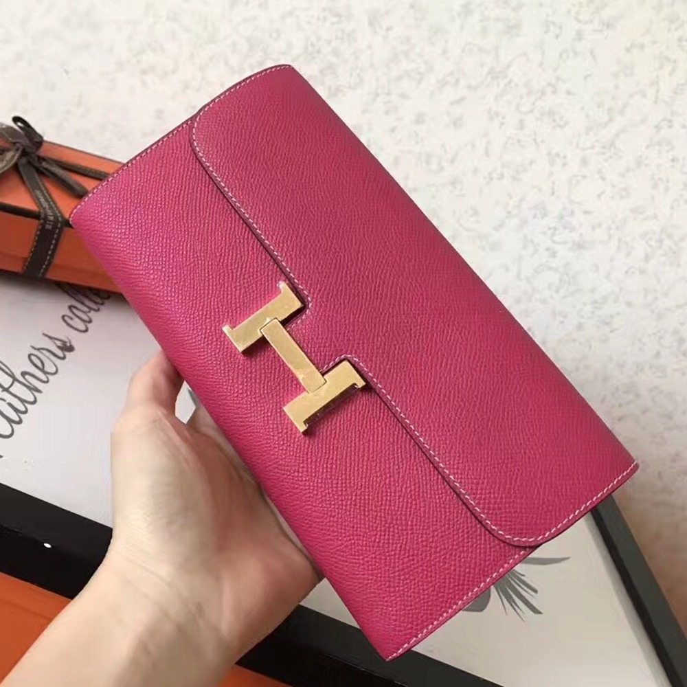 Hermes Peach Epsom Constance Long Wallet TDBS27791