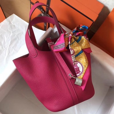 Hermes Peach Picotin Lock MM 22cm Handmade Bag TDBS27520