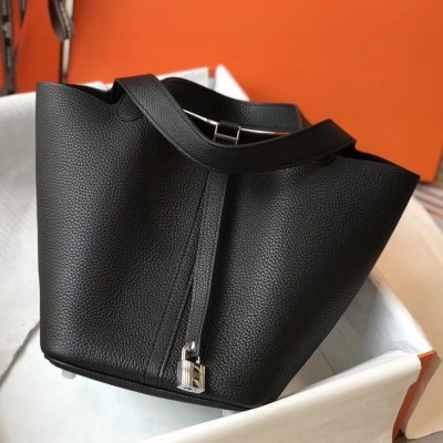 Hermes Picotin Lock 18 Bag In Black Clemence Leather TDBS27523