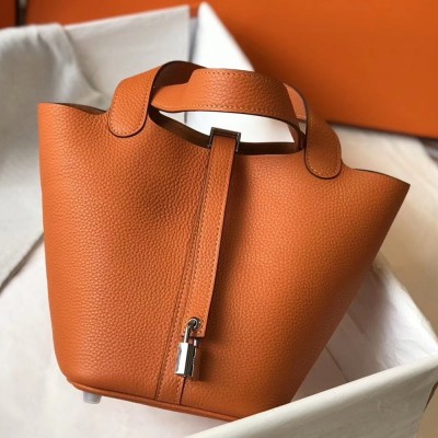 Hermes Picotin Lock 18 Bag In Orange Clemence Leather TDBS27529