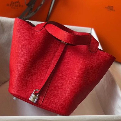 Hermes Picotin Lock 18 Bag In Red Clemence Leather TDBS27530