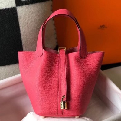 Hermes Picotin Lock 18 Bag In Rose Lipstick Clemence Leather TDBS27531