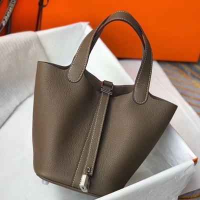 Hermes Picotin Lock 18 Bag In Taupe Clemence Leather TDBS27532