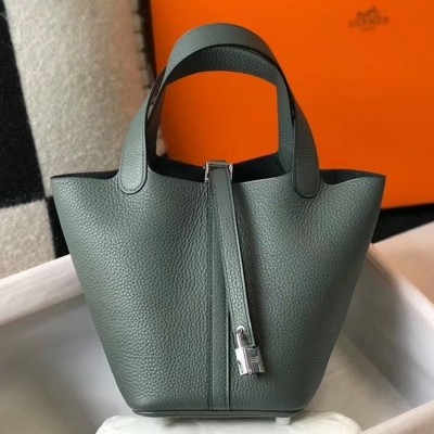 Hermes Picotin Lock 18 Bag In Vert Amande Clemence Leather TDBS27534