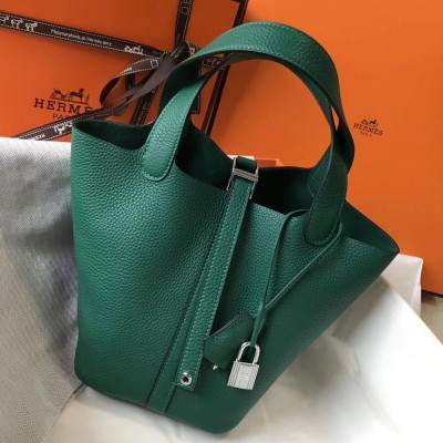 Hermes Picotin Lock 18 Bag In Vert Vertigo Clemence Leather TDBS27536