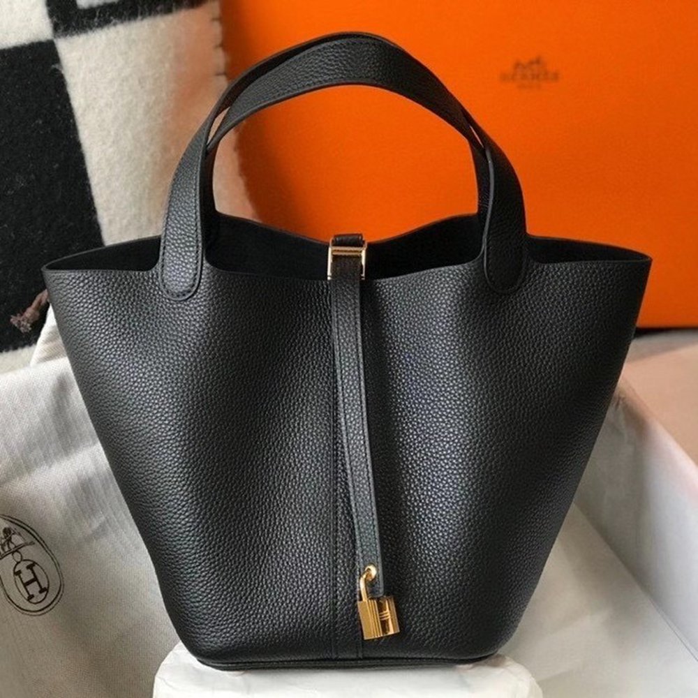 Hermes Picotin Lock 22 Bag In Black Clemence Leather TDBS27539