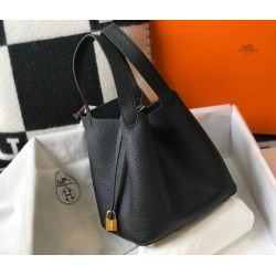 Hermes Picotin Lock 22 Bag In Black Clemence Leather TDBS27539