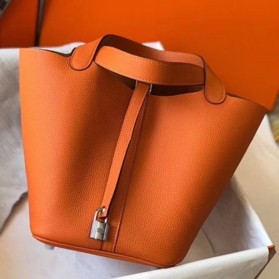 Hermes Picotin Lock 22 Bag In Orange Clemence Leather TDBS27546