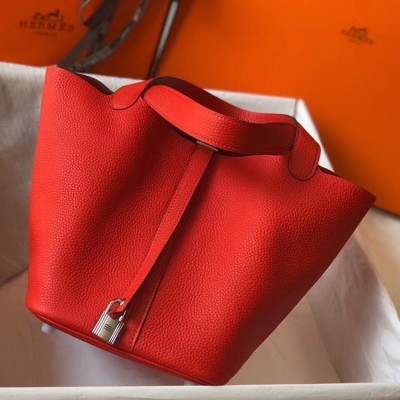 Hermes Picotin Lock 22 Bag In Red Clemence Leather TDBS27547