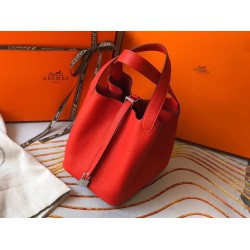 Hermes Picotin Lock 22 Bag In Red Clemence Leather TDBS27547