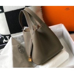 Hermes Picotin Lock 22 Bag In Taupe Clemence Leather TDBS27549