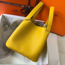 Hermes Picotin Lock 22 Bag In Yellow Clemence Leather TDBS27554